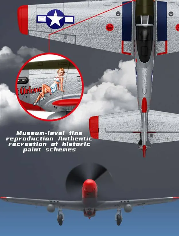 MOFLY P-51D 690mm Brushless RC Warbird, Optional FPV Camera & Phone Mount